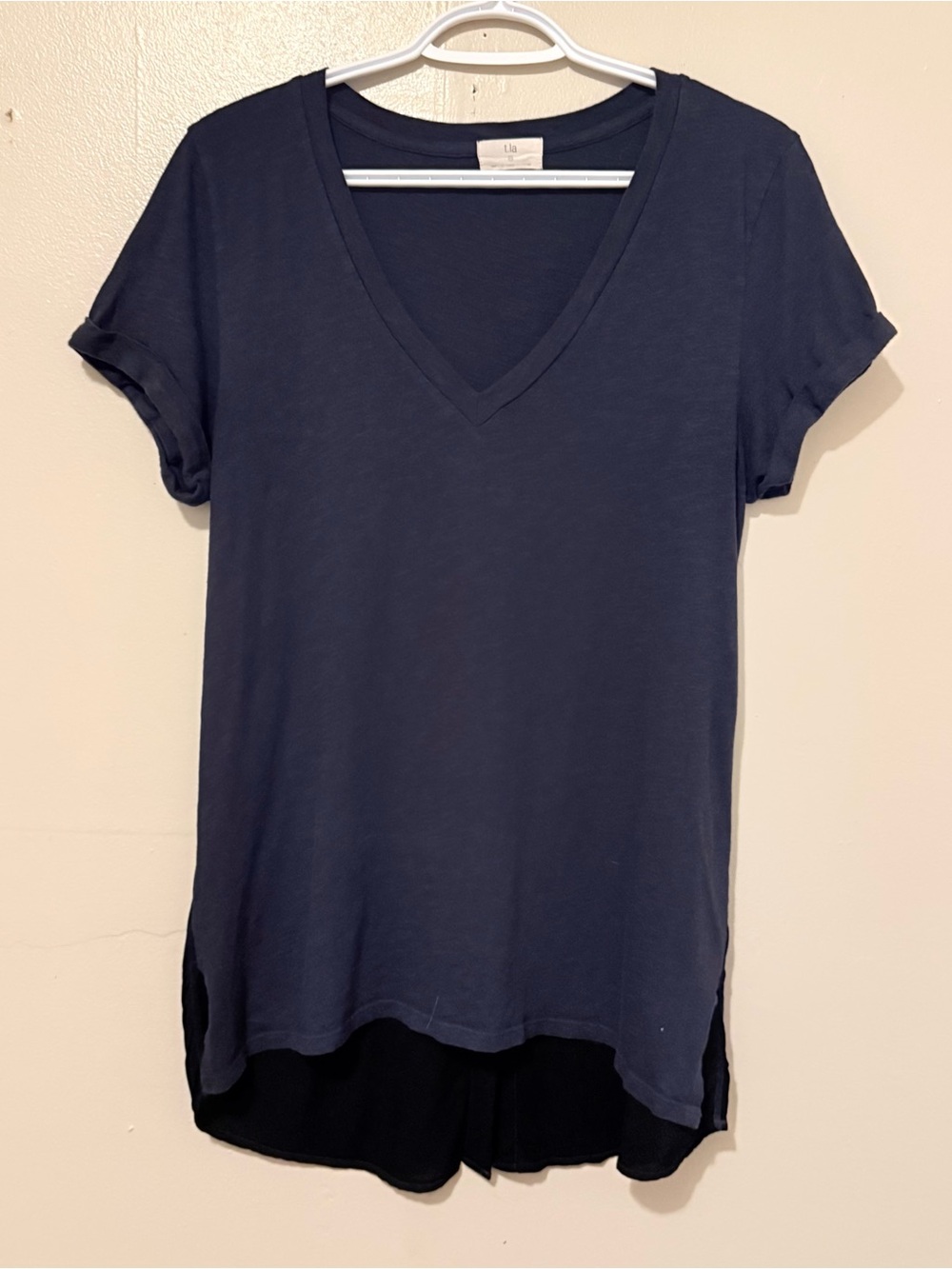 T.La Navy V-Neck Short Sleeve Tee